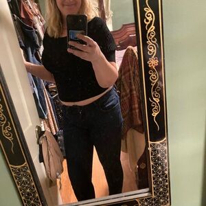 Favorite Daughter Black Cropped Blouse